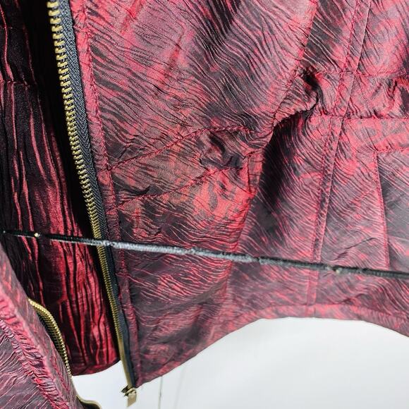 Coldwater Creek Size XL Printed Textured Full Zip Vest Jacket Red - Picture 3 of 7